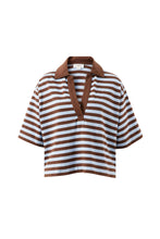 Load image into Gallery viewer, Arlie Short Sleeve Rugby Top Choc and Chalk Stripe