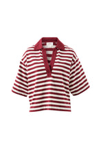 Load image into Gallery viewer, Arlie Short Sleeve Rugby Top Burgandy and chalk