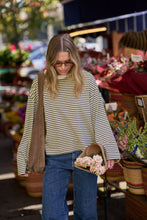 Load image into Gallery viewer, Beau Long Sleeve Slouchy Tee Navy and Butter