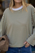 Load image into Gallery viewer, Beau Long Sleeve Slouchy Tee Navy and Butter