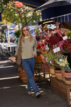 Load image into Gallery viewer, Beau Long Sleeve Slouchy Tee Navy and Butter