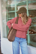 Load image into Gallery viewer, Beau Long Sleeve Slouchy Tee Mulberry Red Stone