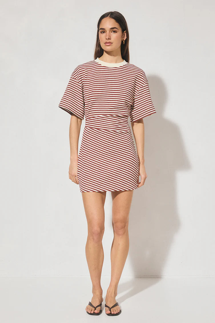 Aura Mini Dress Burgundy Stripe - Mon Renn – Dune Design and Homewares