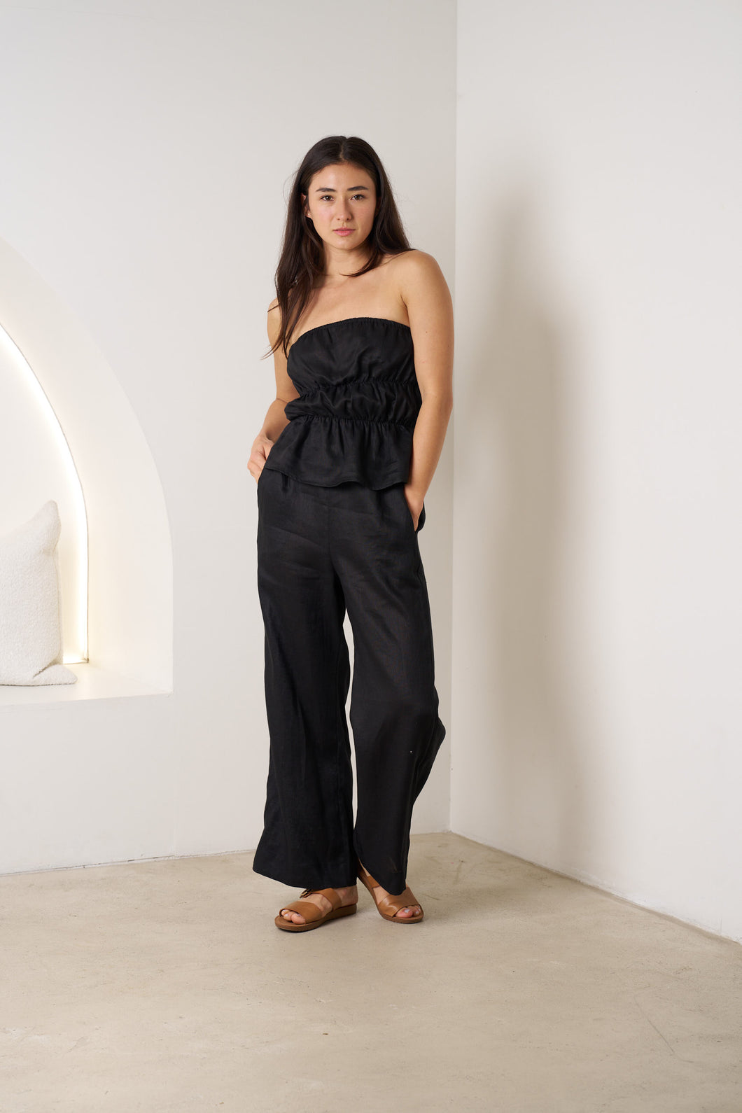 Gigi Linen Pant Set Black