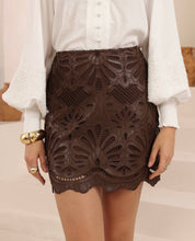 Load image into Gallery viewer, Posy Pleather Chocolate Brown Skirt