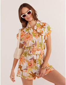 Minkpink -Sarai Belted Playsuit, Tropical