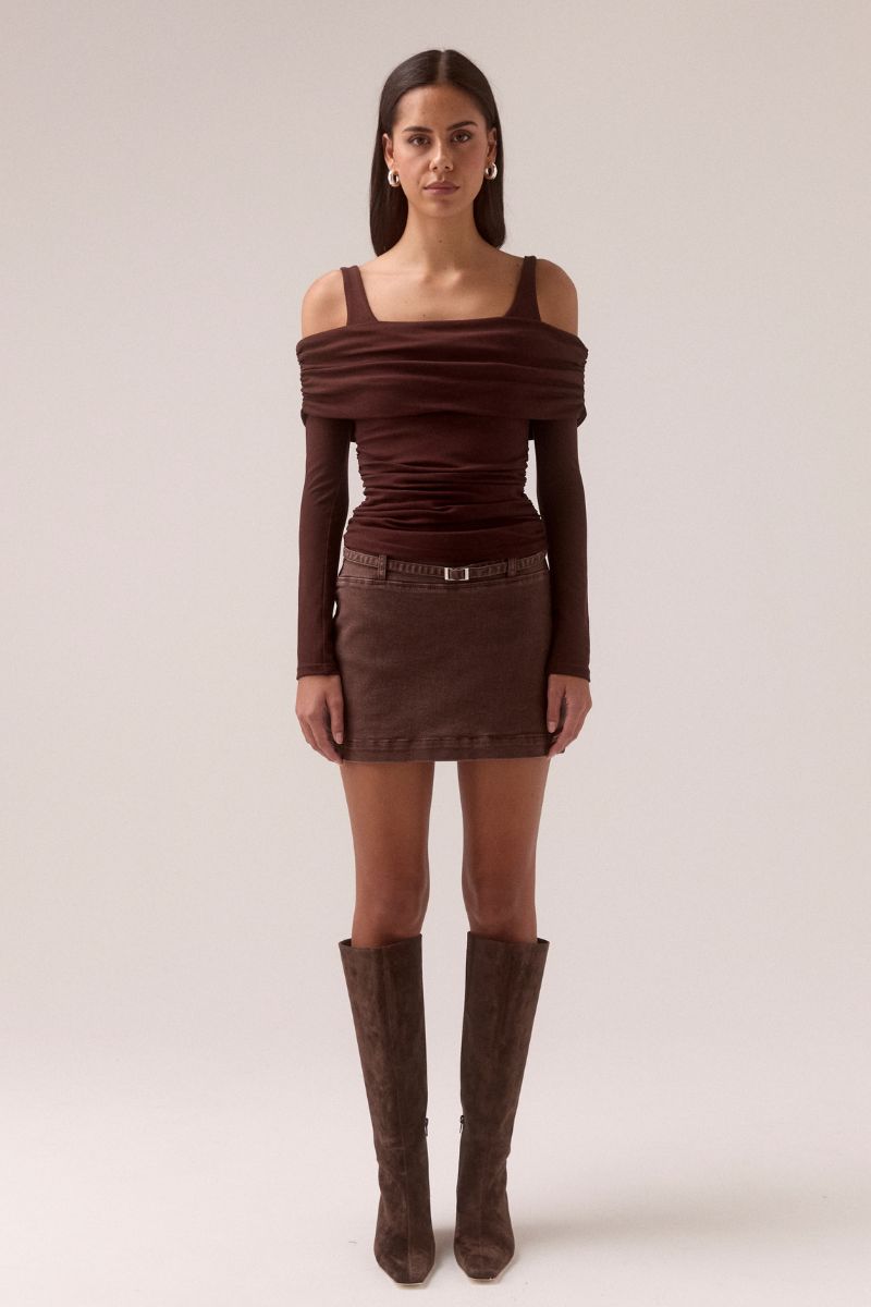 Elaian Long Sleeve Top, Raisin