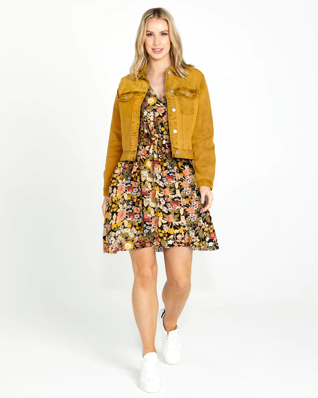 Sass Clothing - Lilah Textured Cord Jacket, Mustard