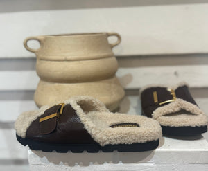 Esme - luxury slide chocolate brown