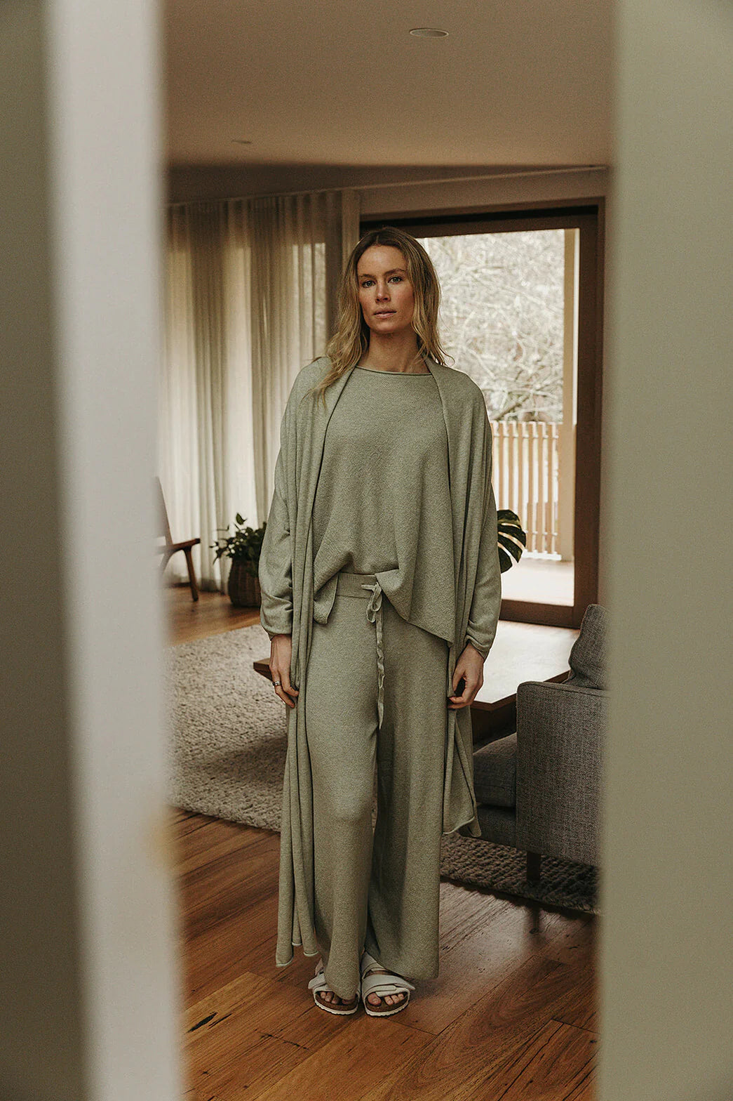 Winter Retreat merino wool cotton pullover Acacia- Talamaya