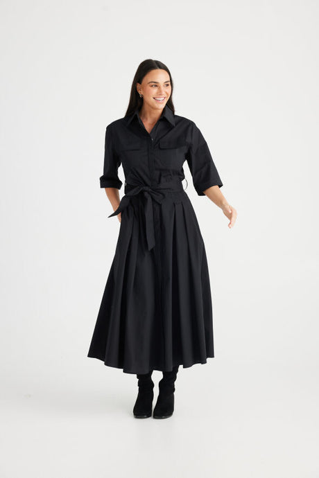 Brave & True - Rossellini 3/4 Sleeve Dress, Black