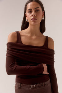 Elaian Long Sleeve Top, Raisin