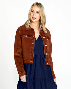 Sass Clothing - Lilah Textured Cord Jacket, Amber Brown
