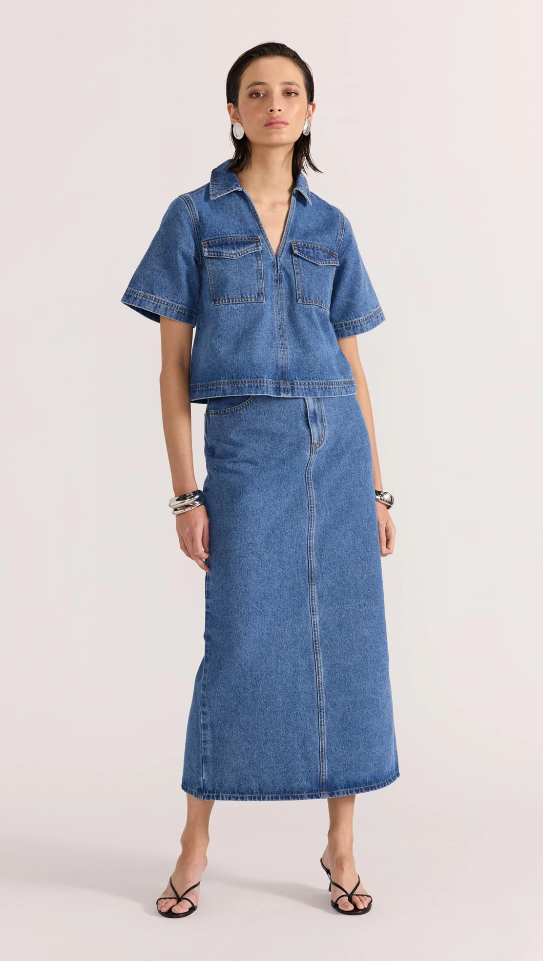 Alden crop denim shirt- Staple the lable