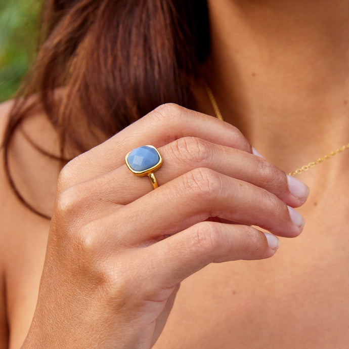 love lunamei  Adventurine Ring Gold size 8