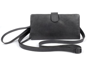 BL-38 Slash Leather bag Charcoal Black
