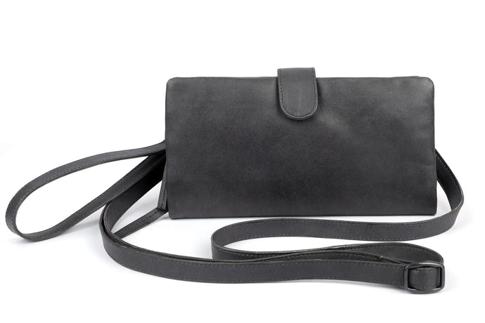 BL-38 Slash Leather bag Charcoal Black