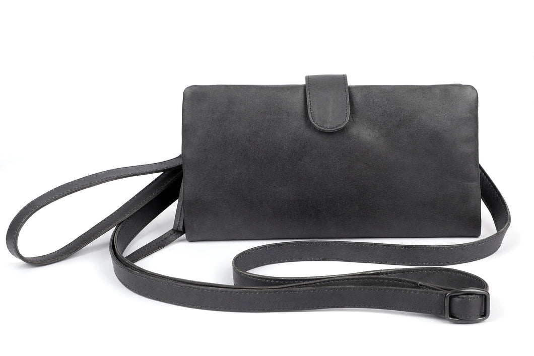 BL-38 Slash Leather bag Charcoal Black
