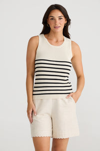 Brave & True - Amba Tank, Ecru/Black