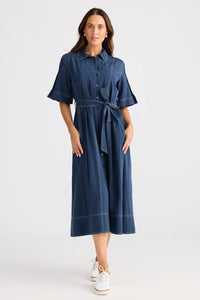 Leo Dress, Navy Linen