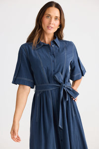 Leo Dress, Navy Linen