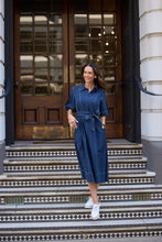 Load image into Gallery viewer, Leo Dress, Navy Linen