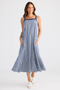 Erica Dress, Navy Gingham