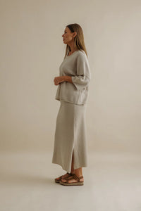 Coral Knitted Tee Pullover Sand - Talamaya