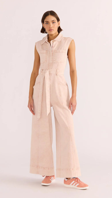 Dahlia denim panel jumpsuit pink - Minkpink