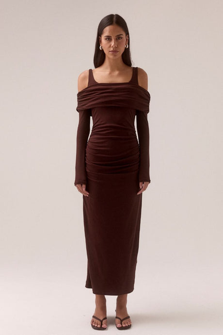 Elaian Long Sleeve Dress, Raisin