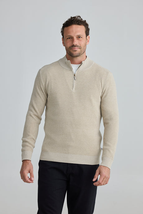Butler Zip Knit, Oatmeal