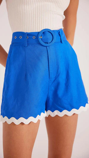 Minkpink - Florence Rikrak Belted Shorts, Colbolt