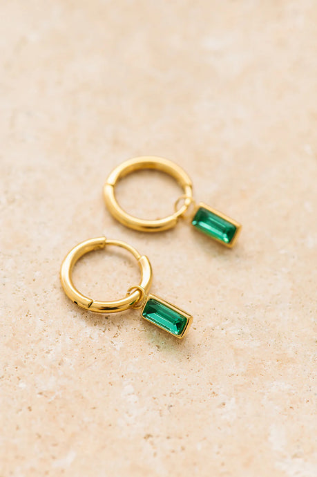 Indigo & Wolfe - Gemma Earrings, Gold/Emerald