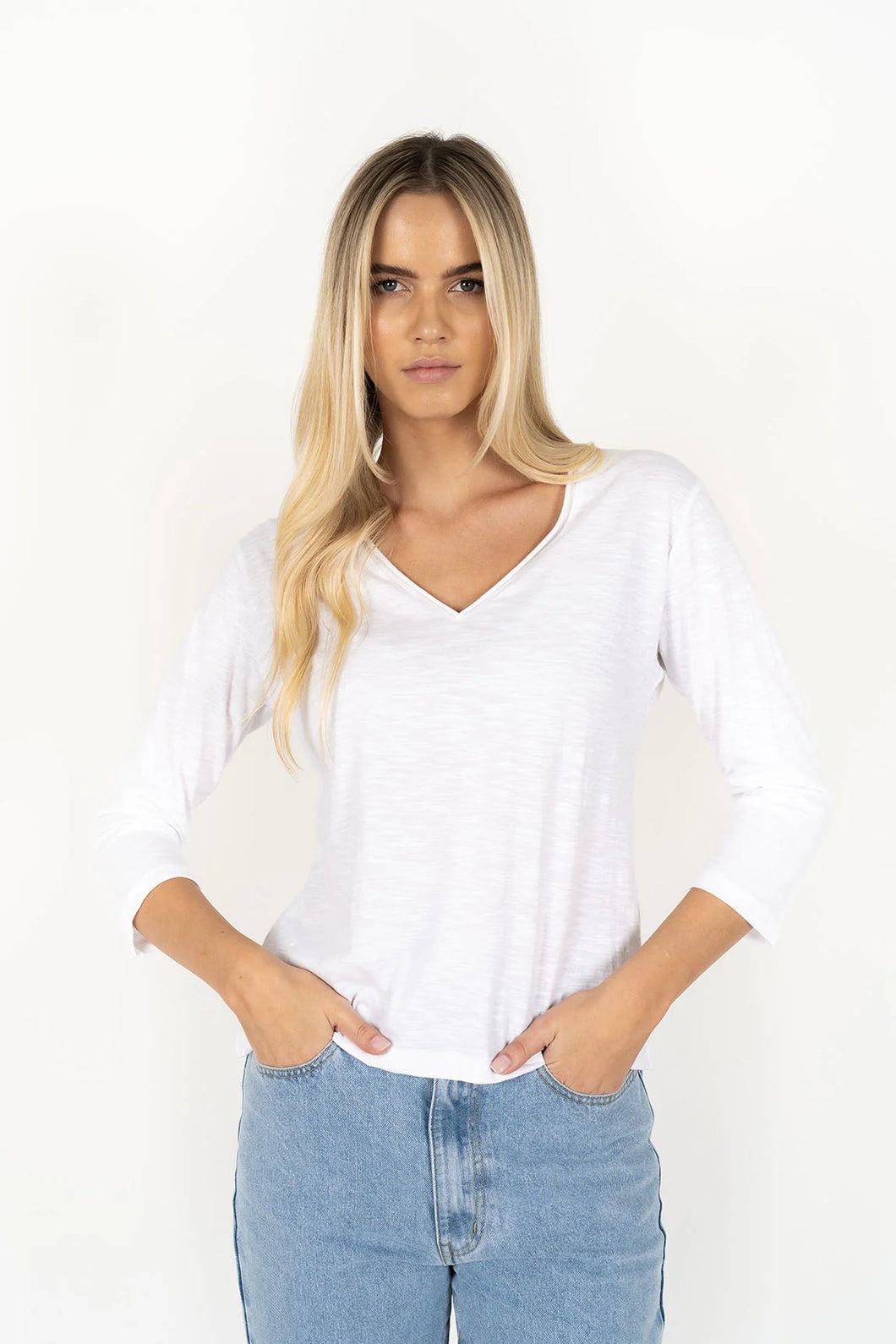 Stella V Neck Top White  - Humidity