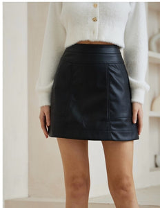 Lexi Mini Skirt, Black Pleather