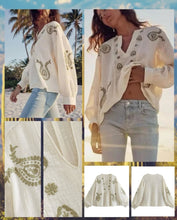 Load image into Gallery viewer, Paisley Boho Blouse, White