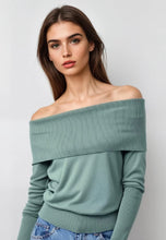 Load image into Gallery viewer, Portobello Off Shoulder Knit smoke green