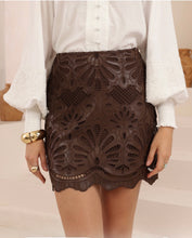 Load image into Gallery viewer, Posy Pleather Chocolate Brown Skirt