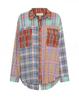 Load image into Gallery viewer, Sunset Madras Check Tie Back Shirt, Coral Teal