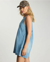 Load image into Gallery viewer, Cascade Sleeveless Mini Denim Playsuit, Chambray Blue
