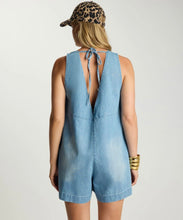 Load image into Gallery viewer, Cascade Sleeveless Mini Denim Playsuit, Chambray Blue