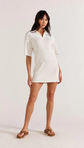 Staple The Label - Kiana Striped Mini Dress, White/Beige