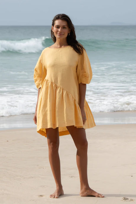 Lilly Pilly Collection - Layla Linen Mini Dress, Butter
