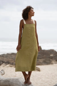 Lilly Pilly Collection - Remi Linen Dress, Olive