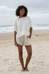 Tina Linen Top Ivory - Lilly Pilly