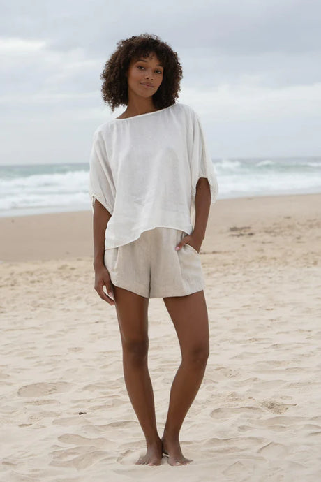 Tina Linen Top Ivory - Lilly Pilly