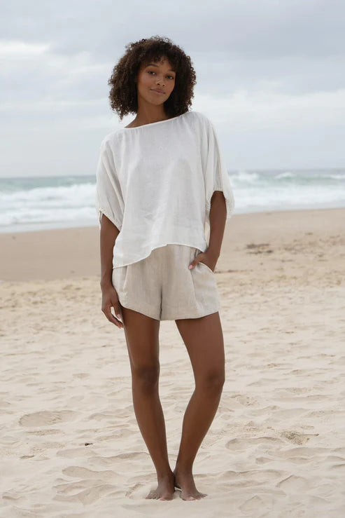 Tina Linen Top Ivory - Lilly Pilly