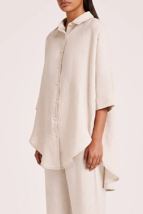 Nude Lucy - Lounge Linen Longline Shirt, Natural