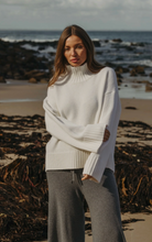 Load image into Gallery viewer, Elevate Mock Merino Casmere Pullover Cream Talamaya