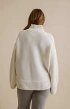 Load image into Gallery viewer, Elevate Mock Merino Casmere Pullover Cream Talamaya